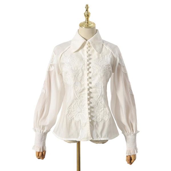 2020 new arrival spring fall blouse shirt women lantern long sleeve slim fit french runway designer lace floral embroidery, White
2020 new arrival spring fall blouse shirt women lantern long sleeve slim fit french runway designer lace floral embroidery, White