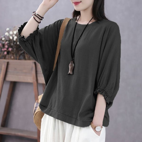 cotton t-sleeve short classical loose thin 2020 five point literary linen t- shirt shirt female bat tide summer aaf24, White
cotton t-sleeve short classical loose thin 2020 five point literary linen t- shirt shirt female bat tide summer aaf24, White