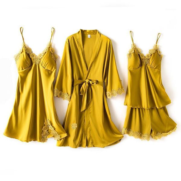 female yellow 4pcs robe gown set backless full sleeve shirt&shorts bathrobe sweet lace flower satin summer sleepwear1, Black;red
female yellow 4pcs robe gown set backless full sleeve shirt&shorts bathrobe sweet lace flower satin summer sleepwear1, Black;red