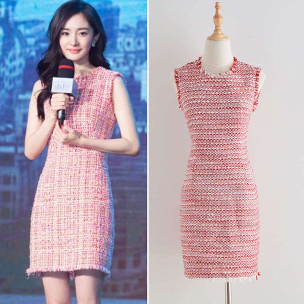yang mi's same pink tweed round 2019 neck sleeveless small fragrance slim medium length dress special for women, Black;gray
yang mi's same pink tweed round 2019 neck sleeveless small fragrance slim medium length dress special for women, Black;gray