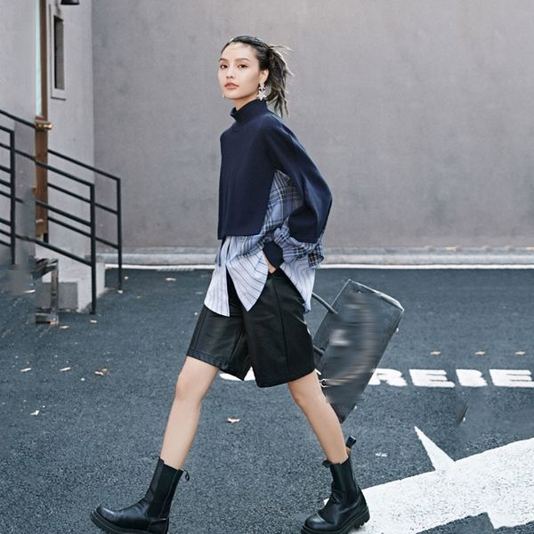 lanmrem new navy blue plaid patchwork stand collar casual loose korean style sweatershirt autumn fashion tide for women 2a1236 201203, Black
lanmrem new navy blue plaid patchwork stand collar casual loose korean style sweatershirt autumn fashion tide for women 2a1236 201203, Black
