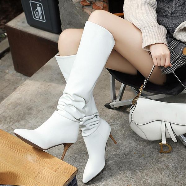 women pleated knee high boots pointed toe ladies slouchy boot classic slip on thin high heels dress shoes woman new 2021, Black
women pleated knee high boots pointed toe ladies slouchy boot classic slip on thin high heels dress shoes woman new 2021, Black