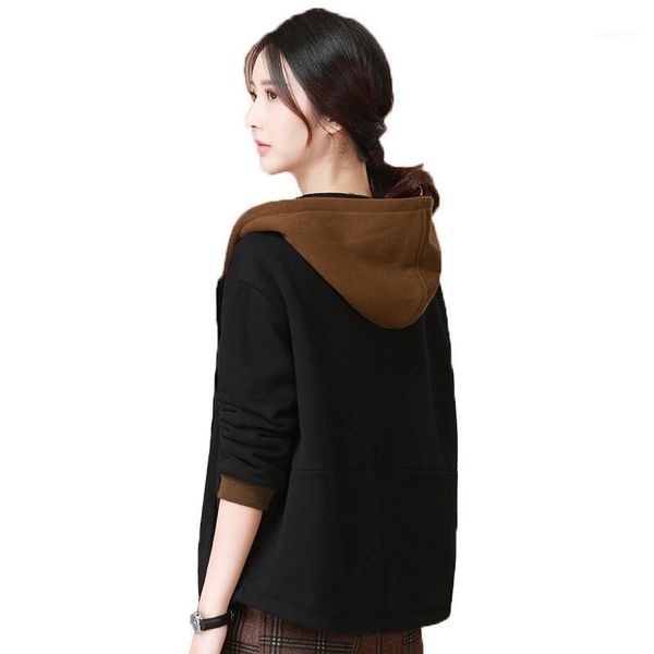 women's coat plus velvet hooded sweatshirt 2020 spring new female harajuku style long sleeve loose short jacket hoodie coats1, Black;brown
women's coat plus velvet hooded sweatshirt 2020 spring new female harajuku style long sleeve loose short jacket hoodie coats1, Black;brown