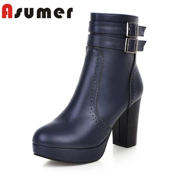 asumer 2020 metal buckle ankle boots for women solid fashion boots round toe high heels pu, Black
asumer 2020 metal buckle ankle boots for women solid fashion boots round toe high heels pu, Black
