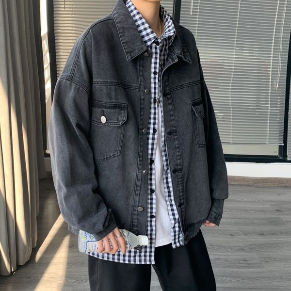 denim jacket autumn winter brand loose and versatile coat korean fashion casual work men's clothes, Black;brown
denim jacket autumn winter brand loose and versatile coat korean fashion casual work men's clothes, Black;brown