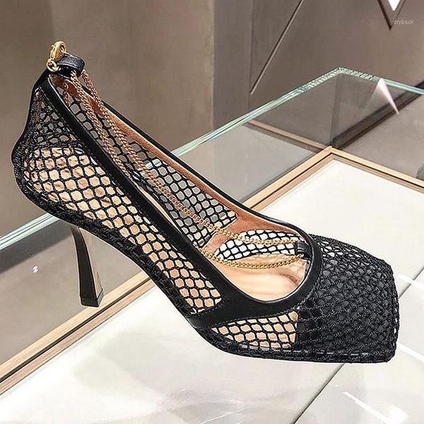 dress shoes slip on ladies high heels sandals summer mesh hollow women pumps square toe metal chain stiletto heel woman1, Black
dress shoes slip on ladies high heels sandals summer mesh hollow women pumps square toe metal chain stiletto heel woman1, Black