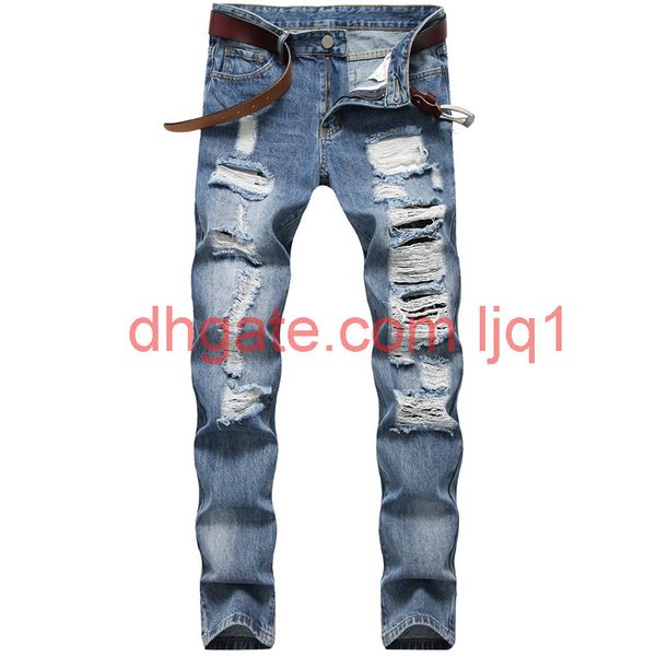 holes designer men jeans straight slim mens denim pants casual long mid waist light blue male jeans
holes designer men jeans straight slim mens denim pants casual long mid waist light blue male jeans