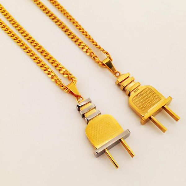 electrical plug shape pendants necklaces men women hip hop stainless steel gold-color charm chains jewelry gifts, Silver
electrical plug shape pendants necklaces men women hip hop stainless steel gold-color charm chains jewelry gifts, Silver