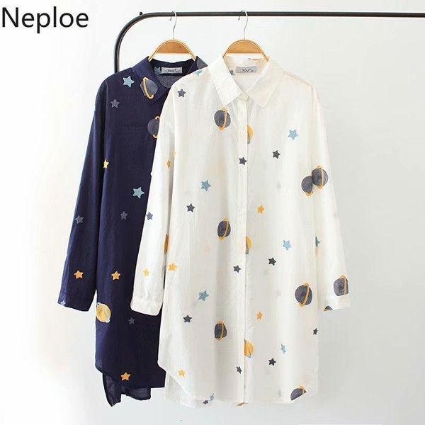 women's blouses & shirts neploe 2021 spring korean causal plus size blouse cartoon planet embroidery shirt women long sleeve medium-lon, White
women's blouses & shirts neploe 2021 spring korean causal plus size blouse cartoon planet embroidery shirt women long sleeve medium-lon, White