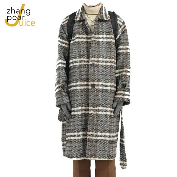 men's wool & blends men coats autumn winter plaid jacket sashes casual male streetwear, Black
men's wool & blends men coats autumn winter plaid jacket sashes casual male streetwear, Black