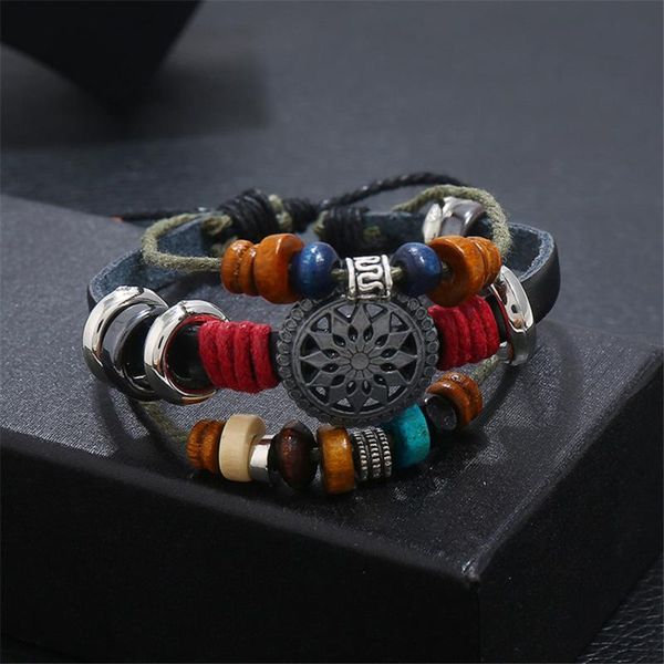 charm bracelets retro style leather bracelet fashion temperament versatile beaded b276, Golden;silver
charm bracelets retro style leather bracelet fashion temperament versatile beaded b276, Golden;silver