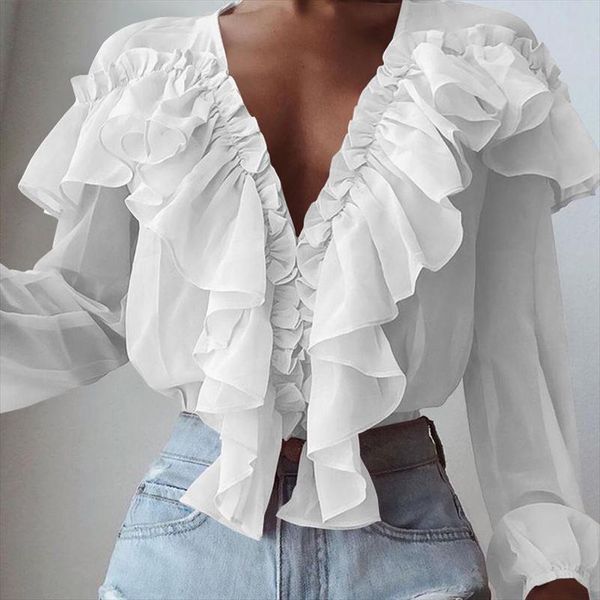 s 5xl women fashion blouse celmia 2021 summer long sleeve shirt ruffles deep v neck elegant office party blusas clothes, White
s 5xl women fashion blouse celmia 2021 summer long sleeve shirt ruffles deep v neck elegant office party blusas clothes, White