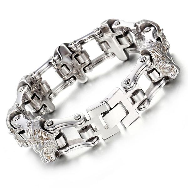 link, chain fashion stainless steel motorcycle biker lion/ wolf heads charms mens bracelet 22mm 8.26'' heavy huge, Black
link, chain fashion stainless steel motorcycle biker lion/ wolf heads charms mens bracelet 22mm 8.26'' heavy huge, Black