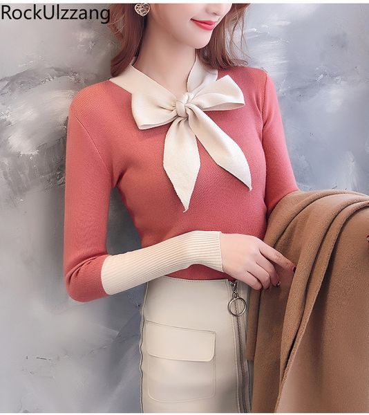 fall pull knit clothing women long sleeve slim v neck bow colorblock contrast patchwork sweater pullover cute korean fashion top, White;black
fall pull knit clothing women long sleeve slim v neck bow colorblock contrast patchwork sweater pullover cute korean fashion top, White;black