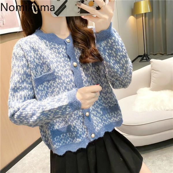 women's knits & tees nomikuma 2021 autumn short knitted cardigan korean contrast color elegant sweater coat long sleeve o-neck knitwear, White
women's knits & tees nomikuma 2021 autumn short knitted cardigan korean contrast color elegant sweater coat long sleeve o-neck knitwear, White