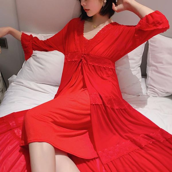 women's sleepwear princess court style spring summer red gauzy suspender seductive nightgown suits 2pcs white concise elegant nightdres, Black;red
women's sleepwear princess court style spring summer red gauzy suspender seductive nightgown suits 2pcs white concise elegant nightdres, Black;red
