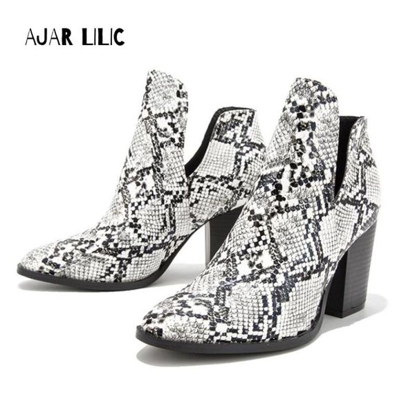 women's boots short high heel boots flock martin women shoes ankle snake pattern female plus large size, Black
women's boots short high heel boots flock martin women shoes ankle snake pattern female plus large size, Black