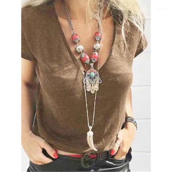 clothing fashion loose solid color designer female short sleeve casual tee women deep v neck t-shirts summer ladies, White
clothing fashion loose solid color designer female short sleeve casual tee women deep v neck t-shirts summer ladies, White