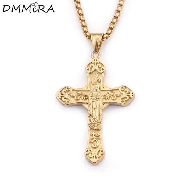 fashion male carving cross pendant retro color gold stainless steel religion virgin mary cross pendant jewelry for men necklace, Silver
fashion male carving cross pendant retro color gold stainless steel religion virgin mary cross pendant jewelry for men necklace, Silver