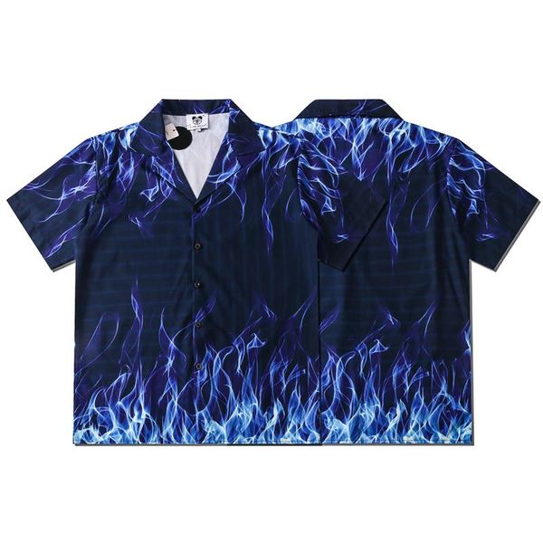 men's casual shirts 2021 high street hawaiian shirt blue flame print beach cardigan leisure short sleeves man, White;black
men's casual shirts 2021 high street hawaiian shirt blue flame print beach cardigan leisure short sleeves man, White;black