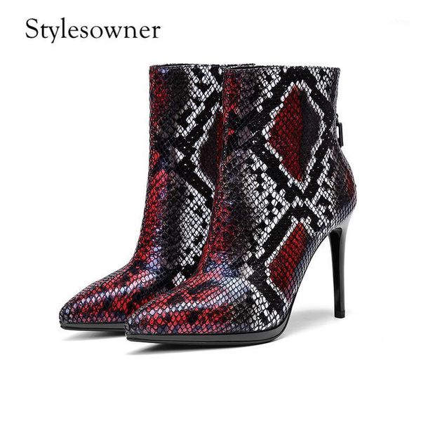 stylesowner original brand winter ankle boots mixed colors real leather back zipper pointed toe fashion heels boots1, Black
stylesowner original brand winter ankle boots mixed colors real leather back zipper pointed toe fashion heels boots1, Black