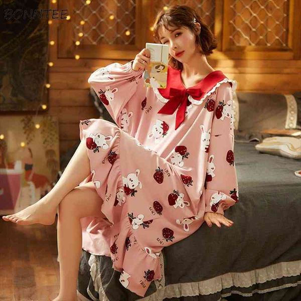 long sleeve nightgowns women oversized ins cartoon chic lovely college style fashion cute autumn ins casual soft femme sleepwear, Black;red
long sleeve nightgowns women oversized ins cartoon chic lovely college style fashion cute autumn ins casual soft femme sleepwear, Black;red