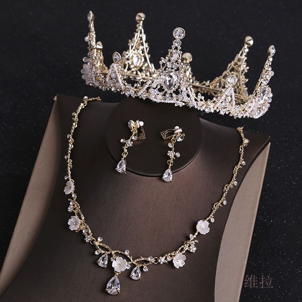 baroque bridal headdress new round three piece hairdressing princess crown wedding dress accessories, Silver
baroque bridal headdress new round three piece hairdressing princess crown wedding dress accessories, Silver
