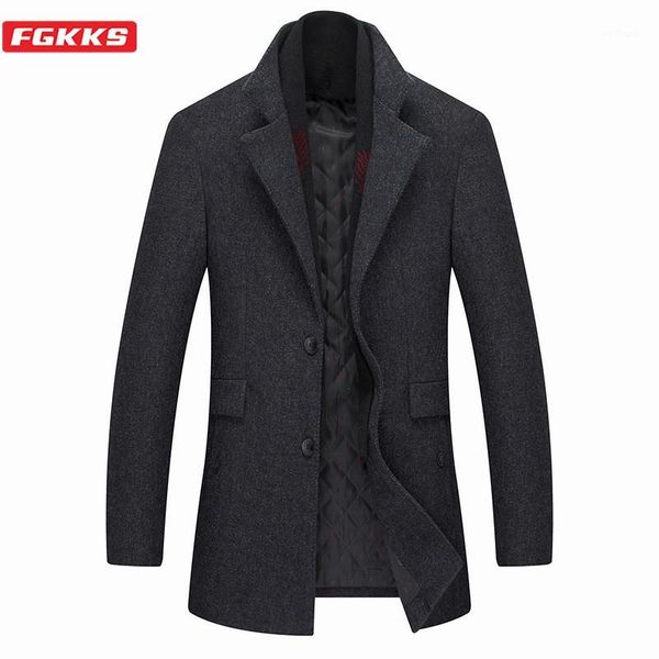 fgkks winter brand men wool coats men's solid color overcoat double collar casual wool blend coat male1, Black
fgkks winter brand men wool coats men's solid color overcoat double collar casual wool blend coat male1, Black