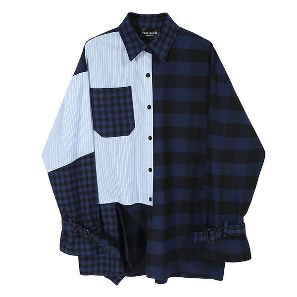 women blue striped plaid split big size blouse new lapel long sleeve loose fit shirt fashion tide spring autumn 20201, White
women blue striped plaid split big size blouse new lapel long sleeve loose fit shirt fashion tide spring autumn 20201, White