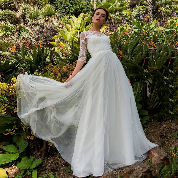 2021 new boho boat neck half sleeves lace appliqued a line wedding gown plus size bridal es cbv7, White
2021 new boho boat neck half sleeves lace appliqued a line wedding gown plus size bridal es cbv7, White