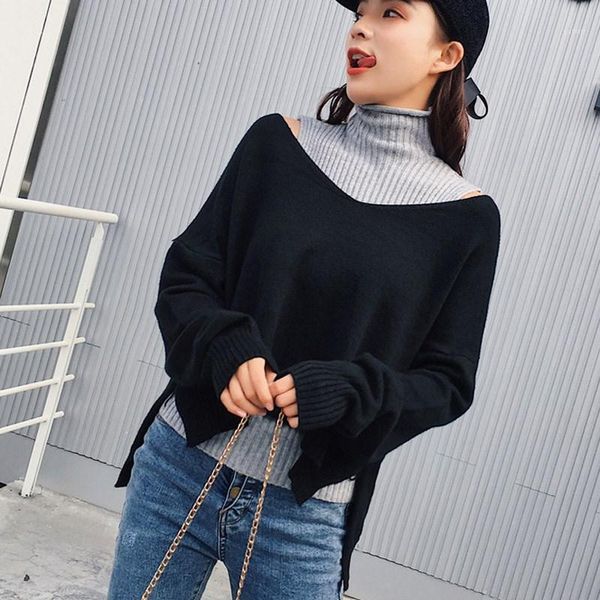 fashion 2019 casual off shoulder turtleneck sweater and vest sets knitted loose pullovers long sleeve asymmetrical sweater1, White;black
fashion 2019 casual off shoulder turtleneck sweater and vest sets knitted loose pullovers long sleeve asymmetrical sweater1, White;black