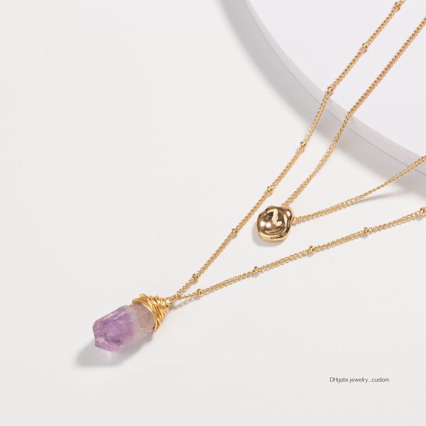 18k golden howing brand clavicle цепи светло-фиолетовый натуральный камень подвеска многослойное ожерелье женщина, Silver
18k golden howing brand clavicle цепи светло-фиолетовый натуральный камень подвеска многослойное ожерелье женщина, Silver
