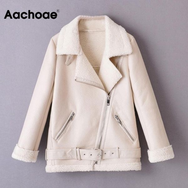 aachoae women winter solid pu faux leather jacket with belt thick warm zipper long sleeve coat female streetwear padded jackets, Black
aachoae women winter solid pu faux leather jacket with belt thick warm zipper long sleeve coat female streetwear padded jackets, Black
