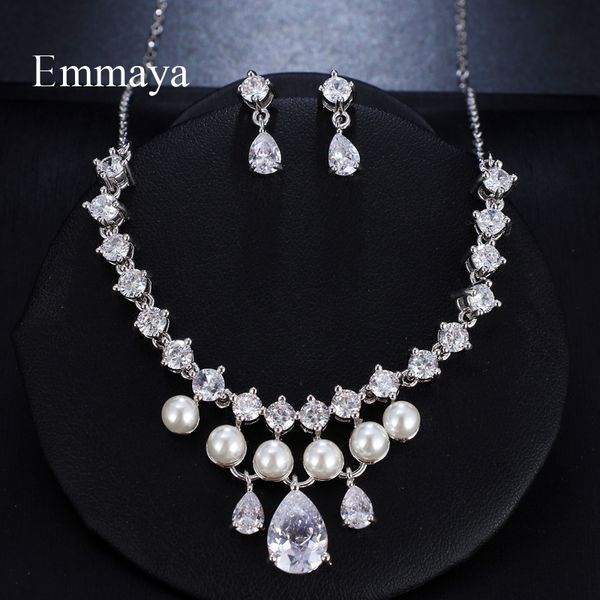 emmaya brand fashion zircon water drop pendant crystal earrings necklace set for women popular wedding jewelry set gift, Silver
emmaya brand fashion zircon water drop pendant crystal earrings necklace set for women popular wedding jewelry set gift, Silver