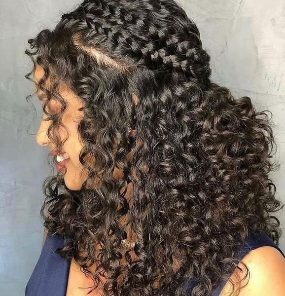 lace wigs sunya water wave human hair 13Ã4 front wig with baby preplucked for black women, Black;brown