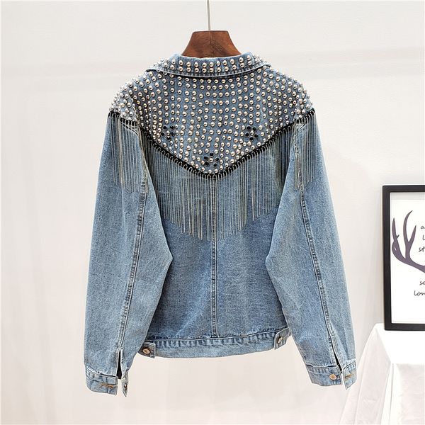 2021 new spring summer woman beaded rivets vintage boyfriend style denim lady chic sleeve long jacket iu8f, Black;brown
2021 new spring summer woman beaded rivets vintage boyfriend style denim lady chic sleeve long jacket iu8f, Black;brown