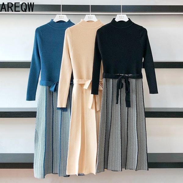 knit dress for woman autumn winter clothing long sleeve slim a-line mid calf vintage dresses women 201027, Black;gray
knit dress for woman autumn winter clothing long sleeve slim a-line mid calf vintage dresses women 201027, Black;gray