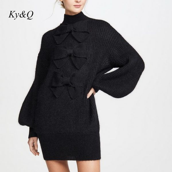 brand designer black elegant bow lantern sleeve long sweaters winter women slim knitted dress high neck christmas1, White;black
brand designer black elegant bow lantern sleeve long sweaters winter women slim knitted dress high neck christmas1, White;black