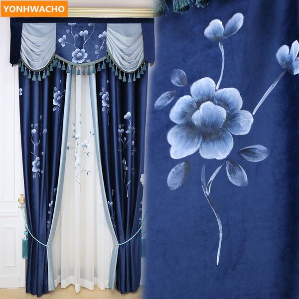 custom curtains hand-painted chinese classical high-grade flannel blue velvet cloth blackout curtain tulle valance drapes n912
custom curtains hand-painted chinese classical high-grade flannel blue velvet cloth blackout curtain tulle valance drapes n912