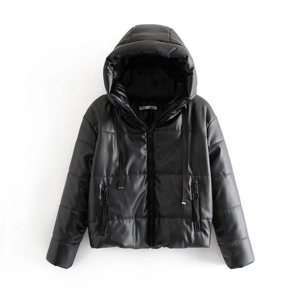 women zipper cotton jacket autumn women ladies winter pu leather parkas fashion hooded faux leather jacket coats, Black
women zipper cotton jacket autumn women ladies winter pu leather parkas fashion hooded faux leather jacket coats, Black