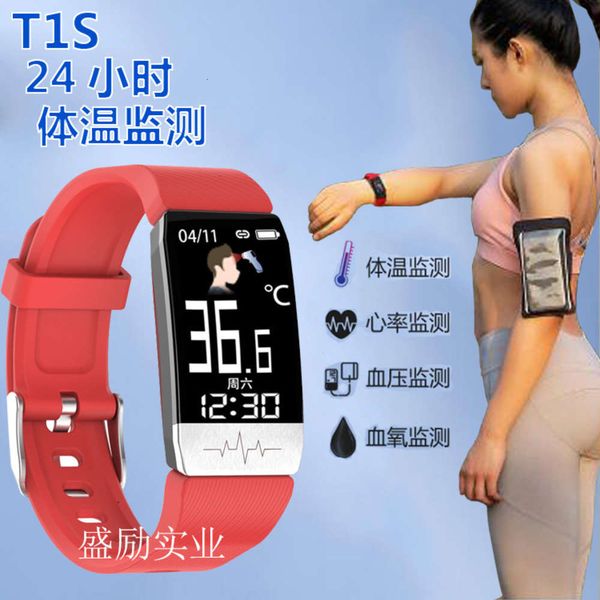 new t1s thermometer, smart bracelet watch for ecg, blood oxygen and heart rate moni