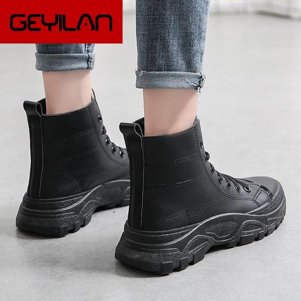 luxury winter women snow boots ankle retro leather warm fur boots platform shoes woman lace-up martin round toe non-slip, Black 
luxury winter women snow boots ankle retro leather warm fur boots platform shoes woman lace-up martin round toe non-slip, Black