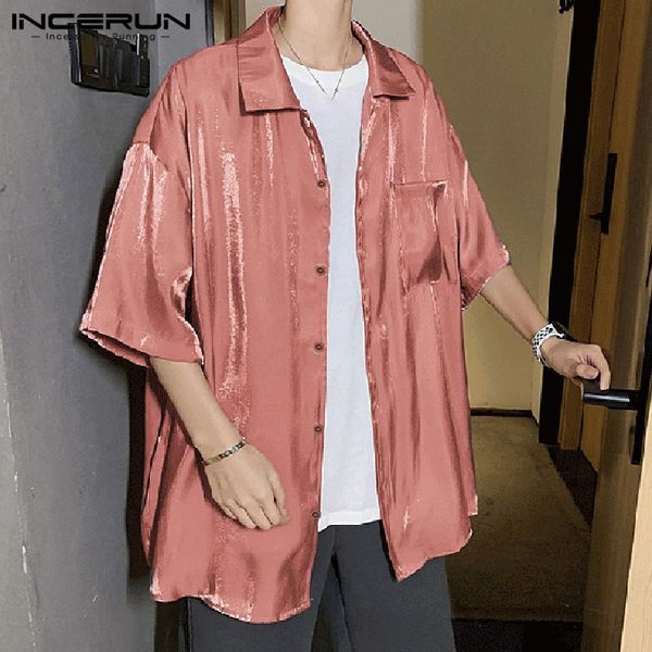 fashion korean men shirt short sleeve shiny 2020 streetwear solid loose men brand blouse lapel breathable casual camisa incerun, White;black
fashion korean men shirt short sleeve shiny 2020 streetwear solid loose men brand blouse lapel breathable casual camisa incerun, White;black