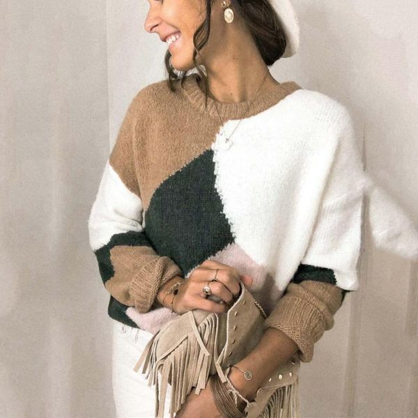 women's sweaters mode femme automne hiver 2021 women o-neck long sleeve print patchwork knitted warm sweater sueteres de mujer para inv, White;black
women's sweaters mode femme automne hiver 2021 women o-neck long sleeve print patchwork knitted warm sweater sueteres de mujer para inv, White;black