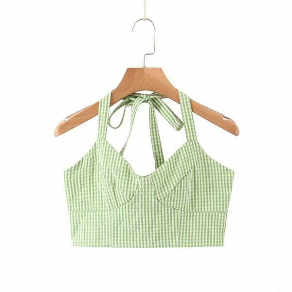2020 summer fresh green plaid camisole vest vest open back halter waistcoat women's high waisted split skirt two piece set imthi, Gray
2020 summer fresh green plaid camisole vest vest open back halter waistcoat women's high waisted split skirt two piece set imthi, Gray