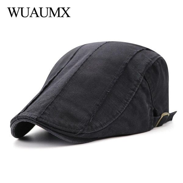 wuaumx casual retro berets caps for men cotton simple casual peaked caps visor adjustable flat hats chapeau homme ete, Blue;gray
wuaumx casual retro berets caps for men cotton simple casual peaked caps visor adjustable flat hats chapeau homme ete, Blue;gray