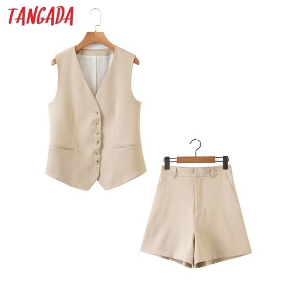tangada women khaki wasitcoat suit 2 piece set female elegant jacket ladies casual sleevless blazer sets womens outfits lj200907, White;black
tangada women khaki wasitcoat suit 2 piece set female elegant jacket ladies casual sleevless blazer sets womens outfits lj200907, White;black