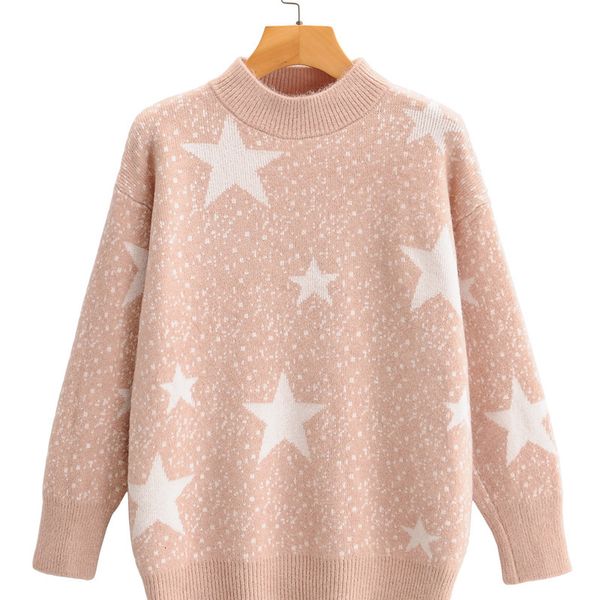 2021 new fall ff 197 europe and the united states women's star jacquard circular knitting pullovers rc79, Black;white
2021 new fall ff 197 europe and the united states women's star jacquard circular knitting pullovers rc79, Black;white