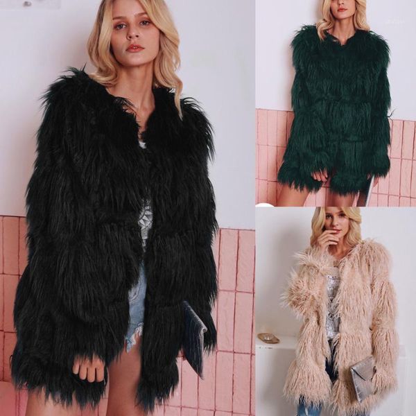 women's fur & faux women fluffy warm long sleeve female outerwear fashion furry coat autumn winter jacket hairy collarless overcoat1, Black
women's fur & faux women fluffy warm long sleeve female outerwear fashion furry coat autumn winter jacket hairy collarless overcoat1, Black