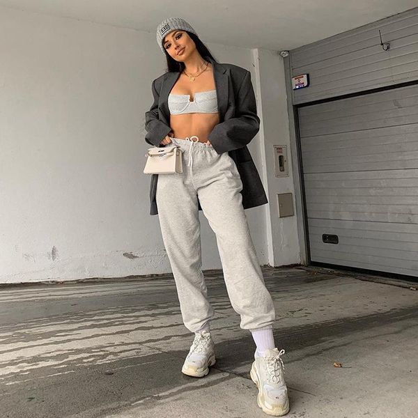 women's jogger hip hop pants high-waist drawstring trousers solid color casual loose slimming wear jogging sports bottoms, Black;white
women's jogger hip hop pants high-waist drawstring trousers solid color casual loose slimming wear jogging sports bottoms, Black;white